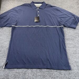 Gear For Sports Polo Shirt Mens XL Blue Stripe 100% Cotton Short Sleeve Knit New